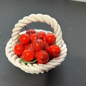 vintage Italian ceramic basket of cherries